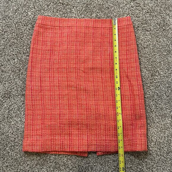 J. Crew orange and pink plaid tweed No. 2 pencil skirt size 8 - Picture 9 of 10